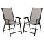 Livingandhome Set of 2 Brown Metallic Frame and Fabric Foldable Chairs Set