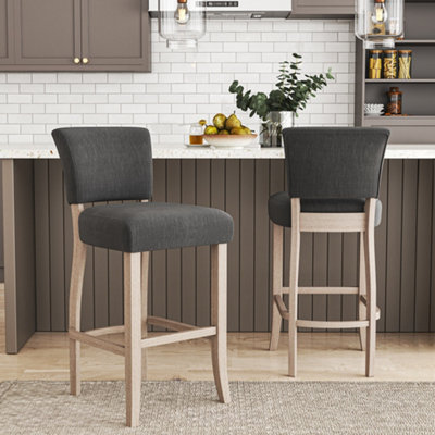 Swivel Bar Stools Set of 2 for Kitchen Counter Wood Legs Foot Rest