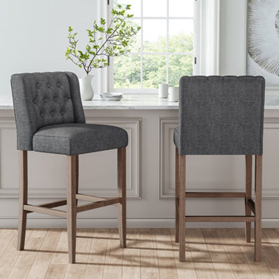 Grey bar stools cheap with wooden legs