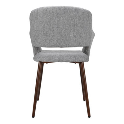 Livingandhome Set of 2 Grey Linen Dinning Chair Armchair with Metal Legs