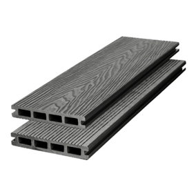 Livingandhome Set of 20 Grey WPC Composite Decking Waterproof Floor Tiles Set with Accessories Kit 10.4m²