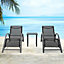 Livingandhome Set of 3 Black Aluminium Outdoor Lounge Chairs and End Table Set