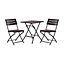 Livingandhome Set of 3 Brown Plastic Outdoor Folding Catering Camping Table and Chairs Set