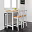 Livingandhome Set of 3 White Rustic Wooden Bar Table and Stools Set Furniture Set