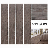 Livingandhome Set of 36 Brown PVC Wooden Self Adhesive Laminate Flooring Planks for Home Decor, 5m² Pack