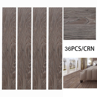 Livingandhome Set of 36 Brown PVC Wooden Self Adhesive Laminate