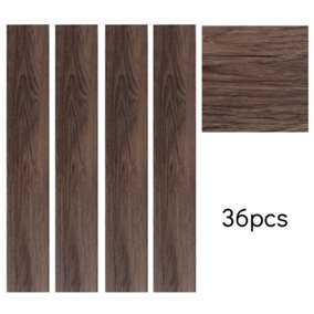 Livingandhome Set of 36 Brown Rustic Lifelike Wood Grain Self Adhesive PVC Flooring Planks, 5m² Pack