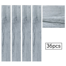 Livingandhome Set of 36 Grey Realistic Wood Effect Self Adhesive Flooring, 5m² Pack