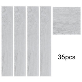 Livingandhome Set of 36 Grey Rustic Lifelike Wood Grain Self Adhesive PVC Flooring, 5m² Pack