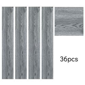 Livingandhome Set of 36 Grey Rustic Style Wood Plank PVC Laminate Flooring, 5m² Pack