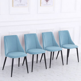 Livingandhome Set of 4 Blue Velvet Dining Chairs