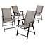 Livingandhome Set of 4 Brown Metallic Frame and Fabric Foldable Chairs Set