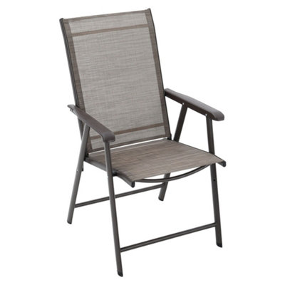 Livingandhome Set of 4 Brown Metallic Frame and Fabric Foldable Chairs Set
