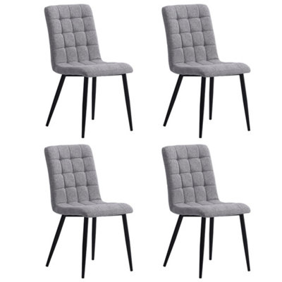 Livingandhome Set of 4 Dining Chairs Linen Upholstered Kitchen Chair