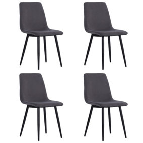 Livingandhome Set of 4 Grey Curved Frosted Velvet Dining Chairs