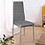 Livingandhome Set of 4 Grey PU Leather Padded Seat Metal Legs Dining Chair