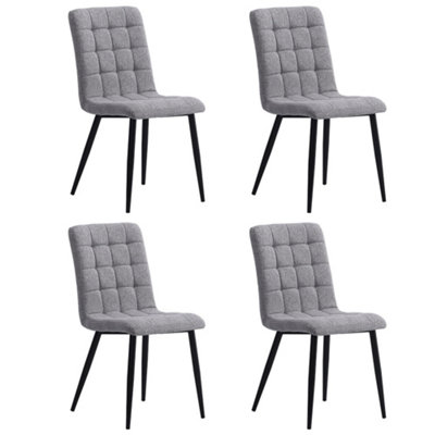 Livingandhome Set of 4 Linen Upholstered Dining Chairs Kitchen Chair ...