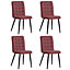Livingandhome Set of 4 Smokey Pink Buttoned Frosted Velvet High Back Dining Chairs