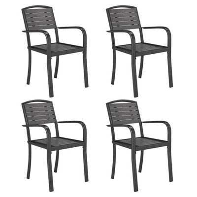 Livingandhome Set of 4 WPC Outdoor Garden Chairs Patio Dining Armchairs