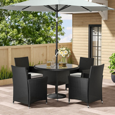 Livingandhome Set of 5 Black Garden Patio Furnituer Set Round