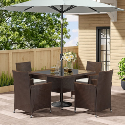 Livingandhome Set of 5 Brown Garden Patio Furnituer Set Square Glass ...