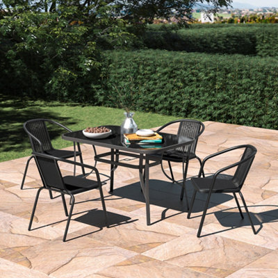 Glass garden table and chairs deals set