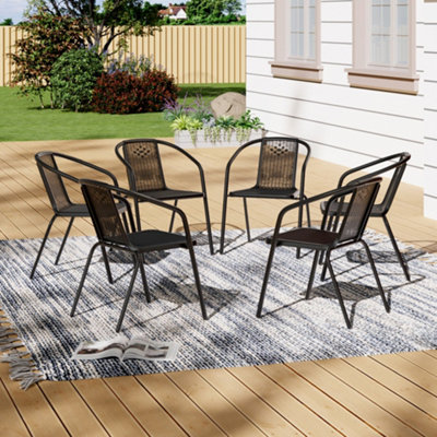 Livingandhome Set of 6 Black vintage style Comfy Rattan Stacking Garden