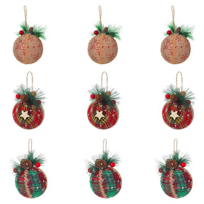 Livingandhome Set of 9 Christmas Decoration Christmas Bauble Set Xmas ...