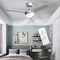 Livingandhome Silver 3 Blade Ceiling Fan Lights with Remote Control 42 Inch