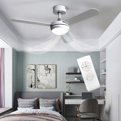 Silver 3 Blade Ceiling Fan with LED Lamp & Remote Control 42Inch – Living  and Home