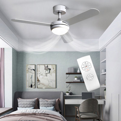Livingandhome Silver 3 Blade Ceiling Fan Lights with Remote Control 42 ...