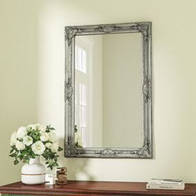 Livingandhome Silver Antique Decorative Rectangle Wall Handing Mirror