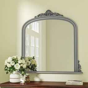 Livingandhome Silver Arched Wall Hanging Glass Mirror Garden Decoration