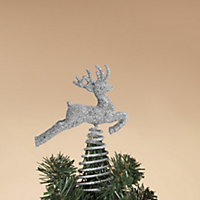 Livingandhome Silver Elk Iron Christmas Tree Top Star Decoration