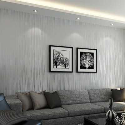 Livingandhome Silver Grey Contemporary 3D Geometric Curving Linear Wallpaper 10m