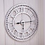 Livingandhome Silver Openwork Metal Wall Clock with Roman Numerals 80 cm