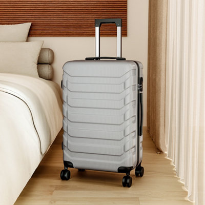 Livingandhome Silver Rolling Hardshell Luggage Travel Suitcase 20