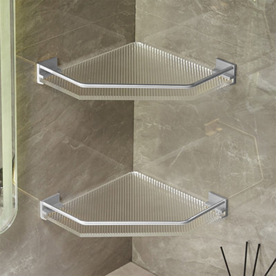 Acrylic Bathroom Corner Shelf With Wall Mounting, Triangle Shower