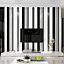 Livingandhome Simple Black White Grey Striped Non Woven Patterned Wallpaper