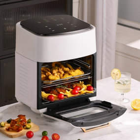 Livingandhome Single Basket White 3-Layer Bakeware Digital Pannel Large Air Fryer Oven 11L with Timer&Visual Window