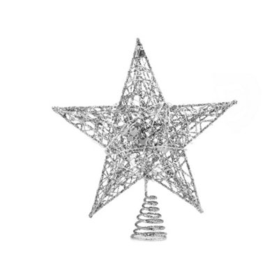 Livingandhome Sliver Lighted Up Christmas Tree Topper Star Christmas