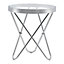 Livingandhome Sliver Tempered Glass Coffee Table Round Tea Table with Metal Legs Dia 45CM