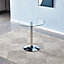 Livingandhome Small Round Clear Glass Top Dining Table with Pedestal Base 700mm Dia