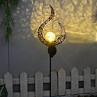 Livingandhome Solar Sun Moon Flame LED Light Garden Light Outdoor Stake Light 78 cm