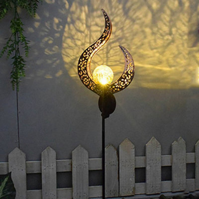 Livingandhome Solar Sun Moon Flame LED Light Garden Light Outdoor Stake