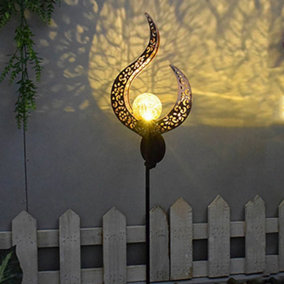 Livingandhome Solar Sun Moon Flame LED Light Garden Light Outdoor Stake Light