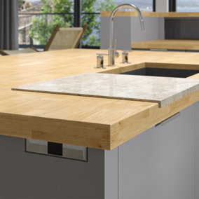 Livingandhome Solid Rubberwood Table Top for Kitchen Dining 200 CM x 62 CM x 38 MM