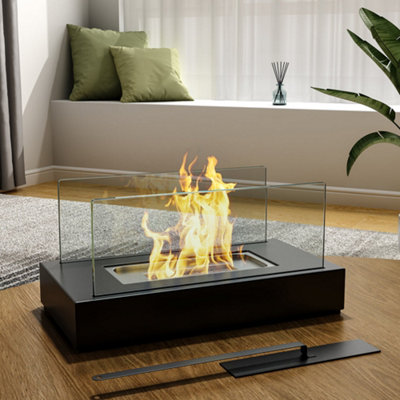 LIVINGANDHOME SQUARE BIO ETHANOL TABLETOP FIREPLACE WITH FLAME GUARD