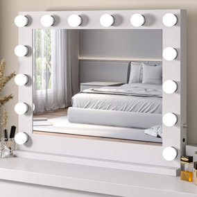 Livingandhome Square LED Dimmable Lighted Metal Makeup Mirror for Tabletop