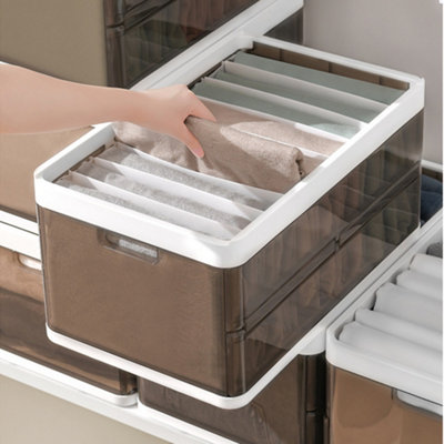 Livingandhome Stackable Clothes Organizer with Lids Storage Bins with 7  Partitions